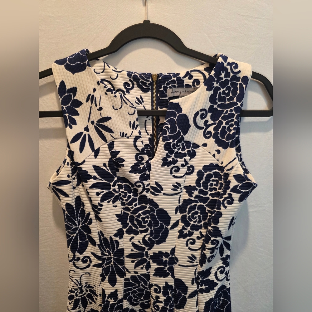 Danny & Nicole Floral Fit Flare Midi Dress Dark Coquette Romantic Regency Size 4 - Picture 4 of 12